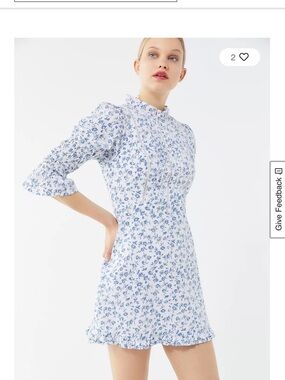 Laura Ashley Blue and White Floral Smocked Mini Dress